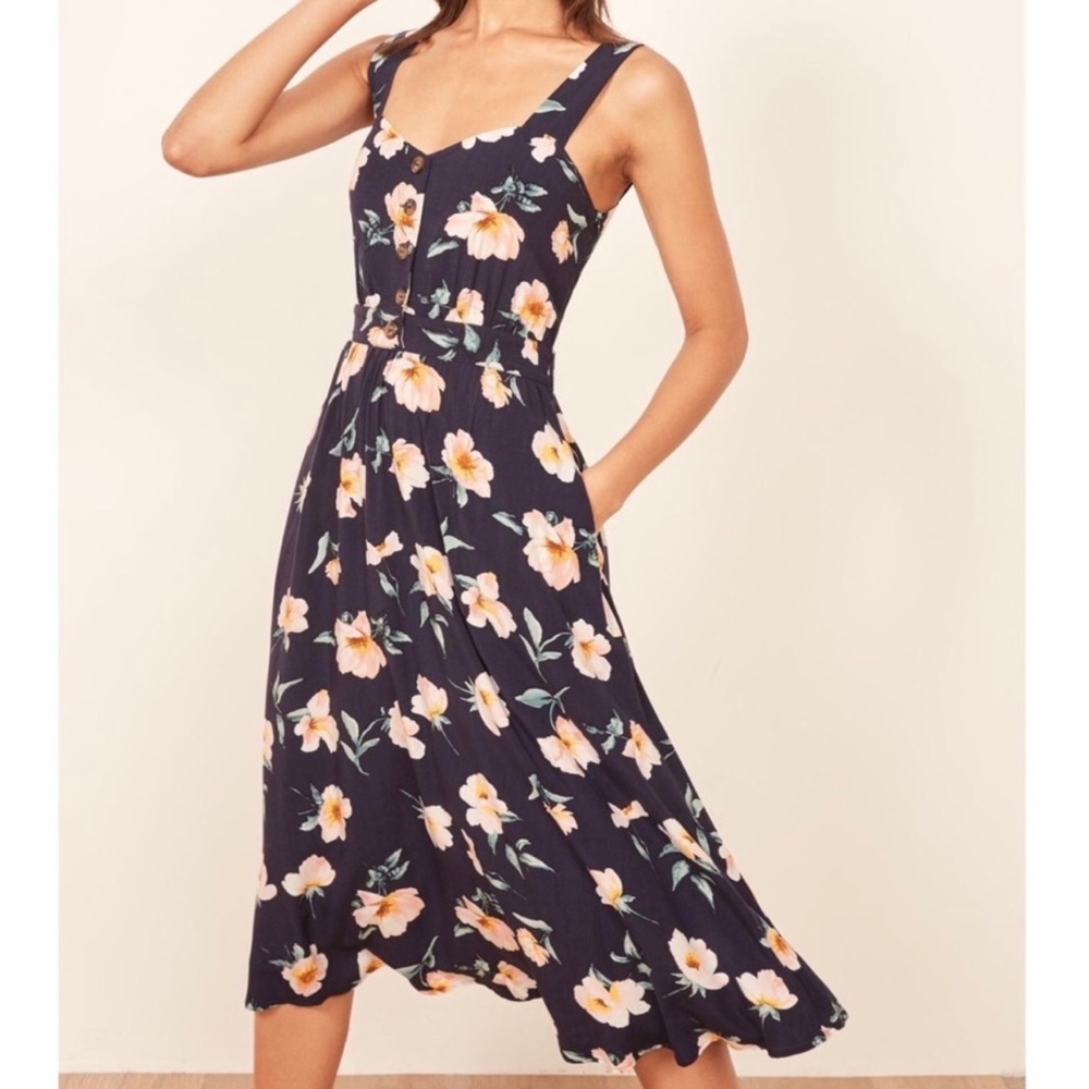 New reformation lanai floral print midi dress size medium